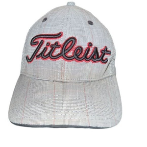 Titleist‎ Hat Cap Plaid Pattern Black Red Adjustable Strapback One Size